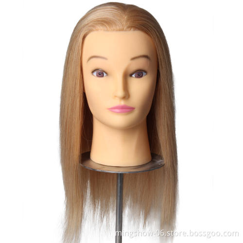 Blonde natural hair mannequin head female for beauty school